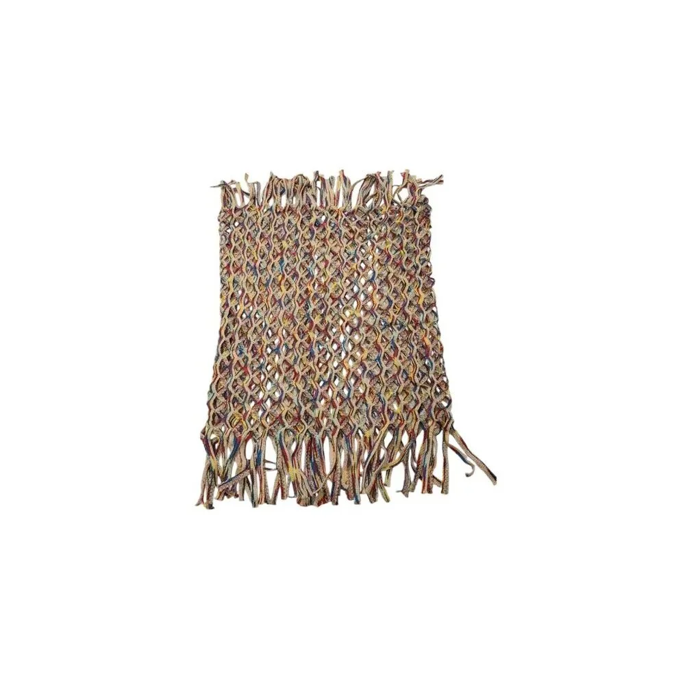 FRAAS Womens Multicolor Fringed Open Knit Loop Scarf Boho Lagenlook Casual Fall